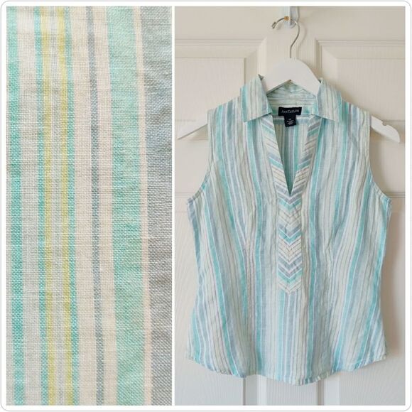 Ann Taylor striped Irish linen top sz XS - Picture 1 of 10